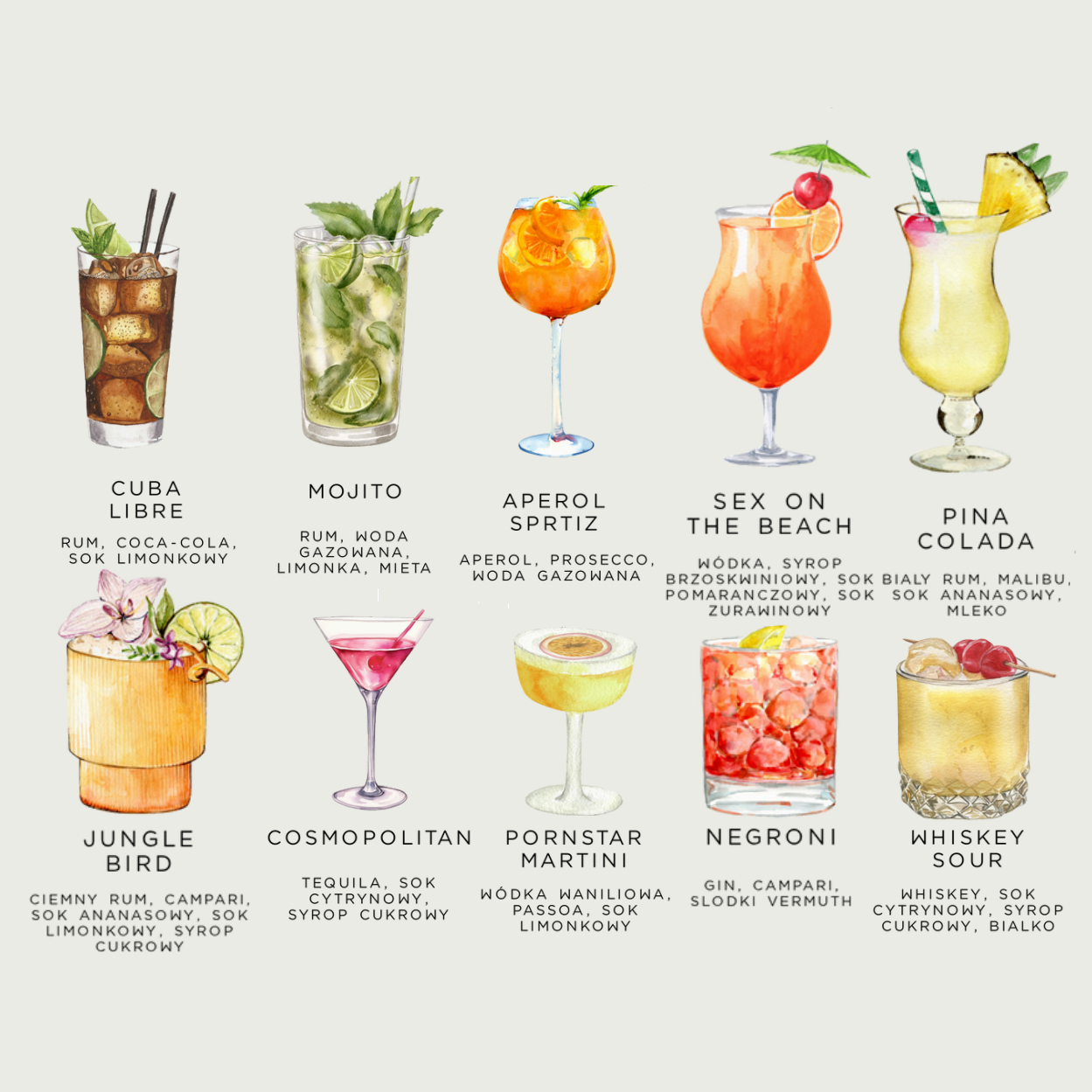 Menu drinków